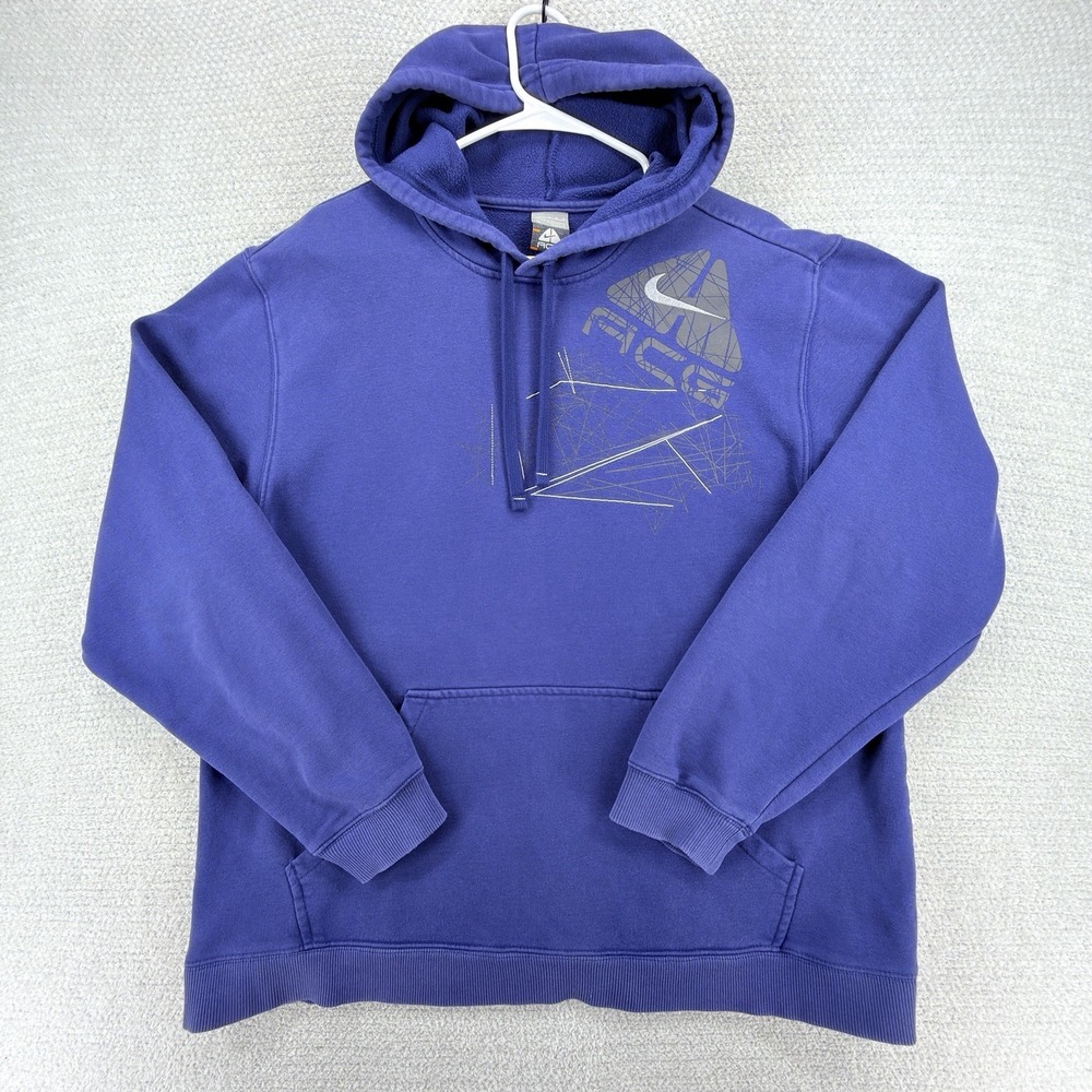 Vintage Y2K Nike ACG Hoodie Mens Large Blue Embroidered Swoosh Pullover